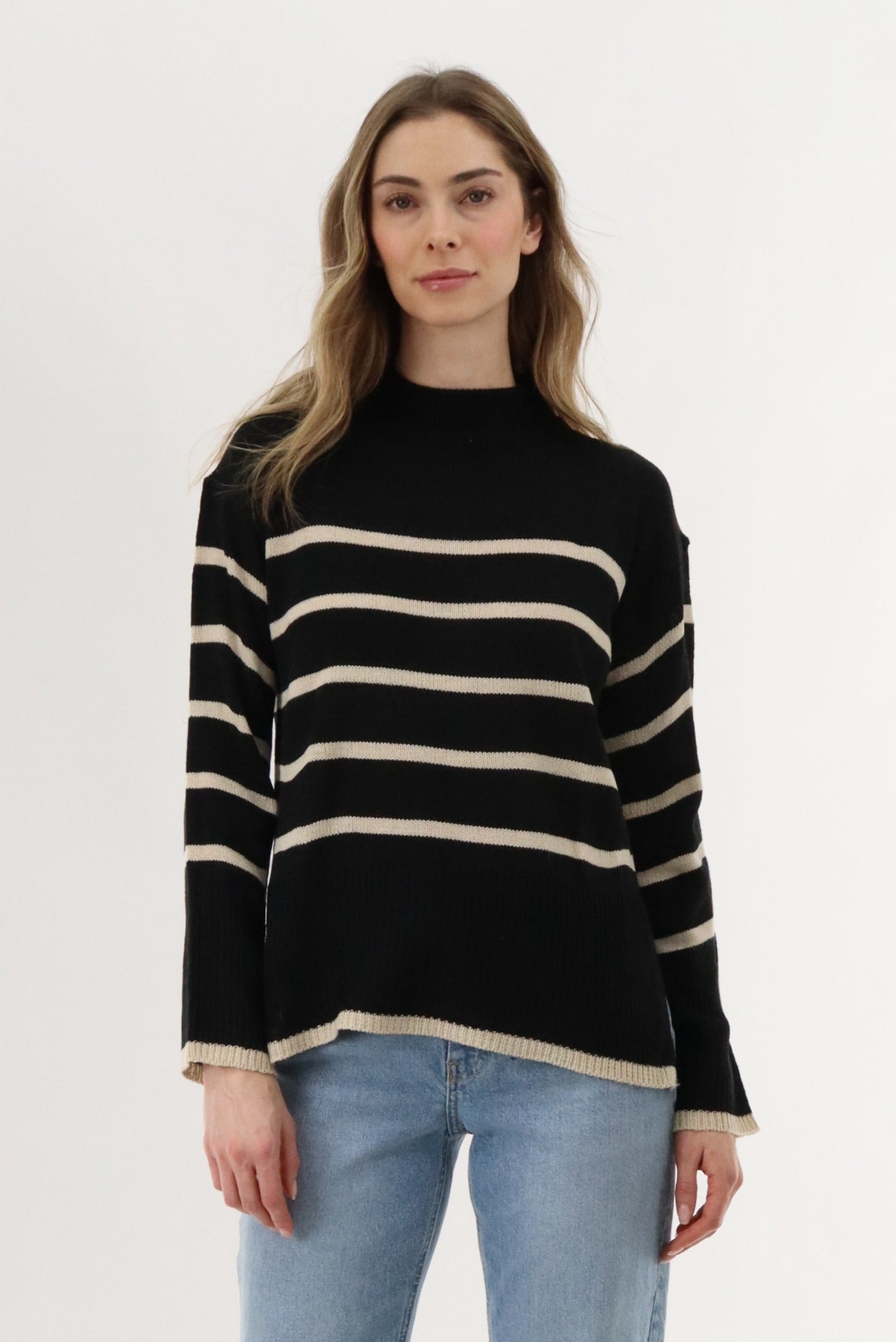 Beechers Brook Striped Knit Pullover Sweater - Black - Womens Pullover Sweaters - Fairweather