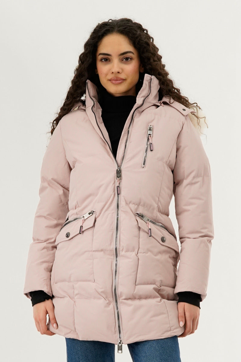 Canada Weather Gear Faux Fur Lined Hood Parka Jacket - Blush - Womens Parka Jackets - Fairweather