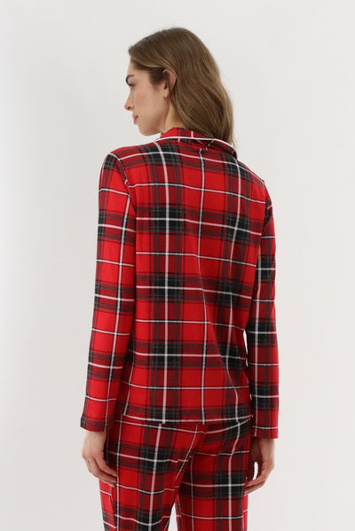 Canada Weather Gear Long Sleeve Button Up Pajama Top - Red - Womens Pajamas - Fairweather