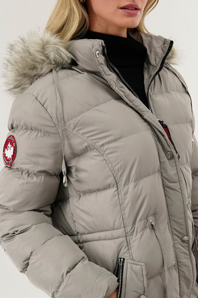 Canada Weather Gear Tie Waist Puffer Parka Jacket - Grey - Womens Parka Jackets - Fairweather