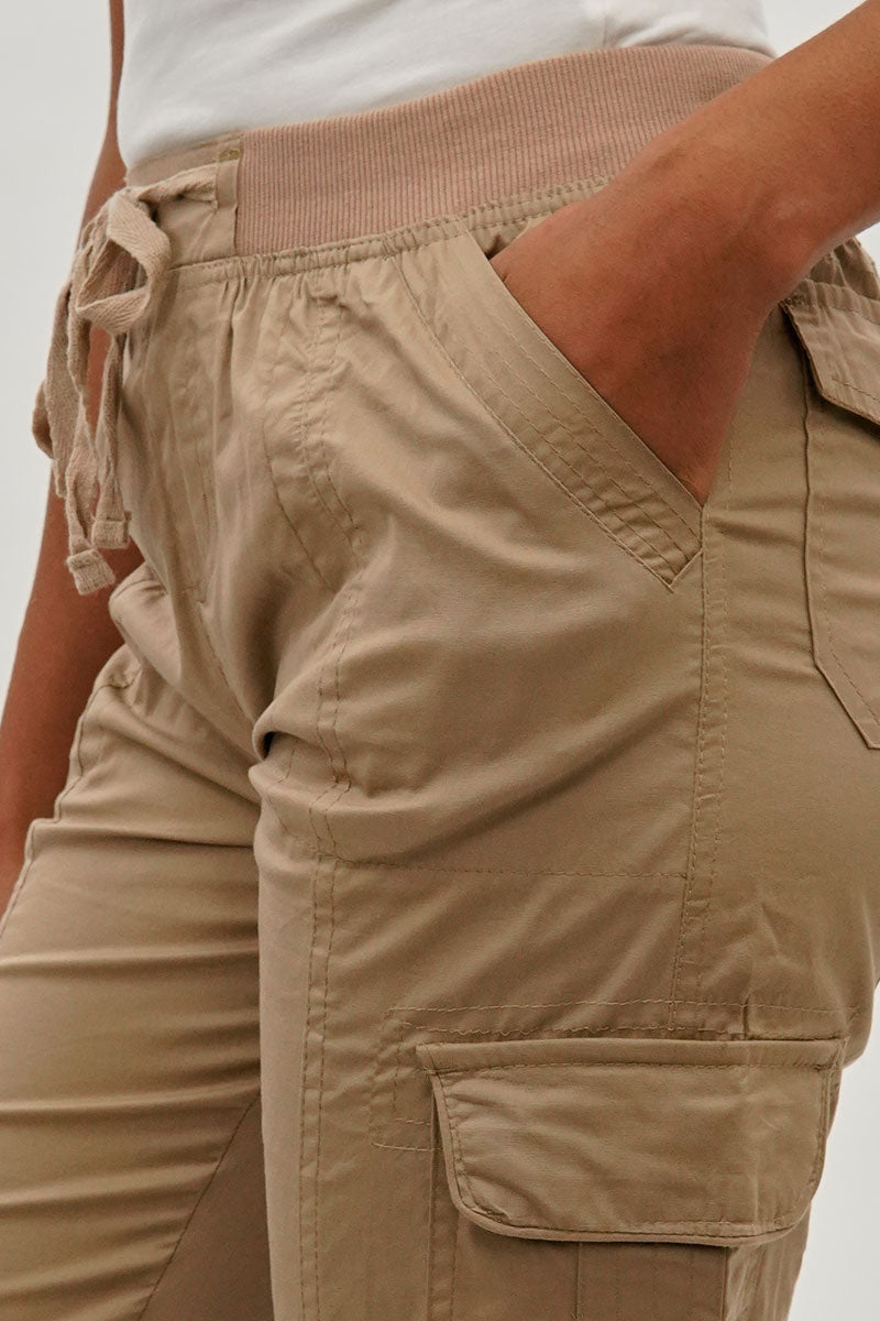 International INC Company Tie Waist Cargo Capris - Beige - Womens Shorts & Capris - Fairweather