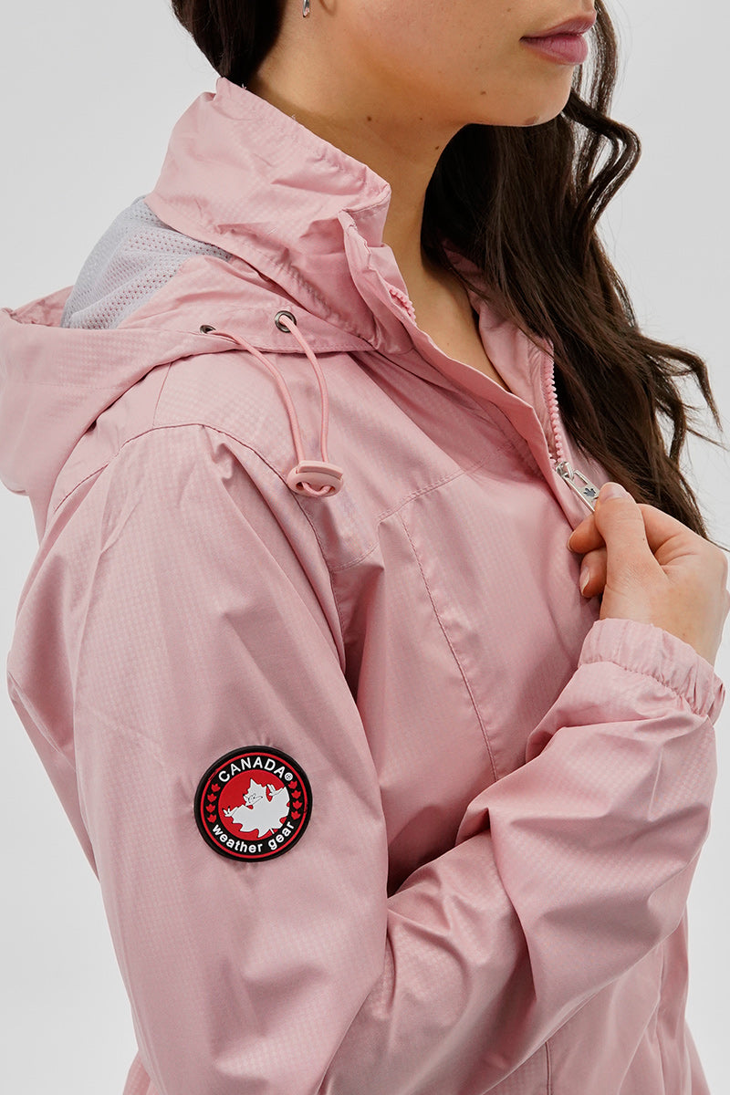 Canada Weather Gear Long Hooded Lightweight Jacket - Pink - Womens Lightweight Jackets - Fairweather