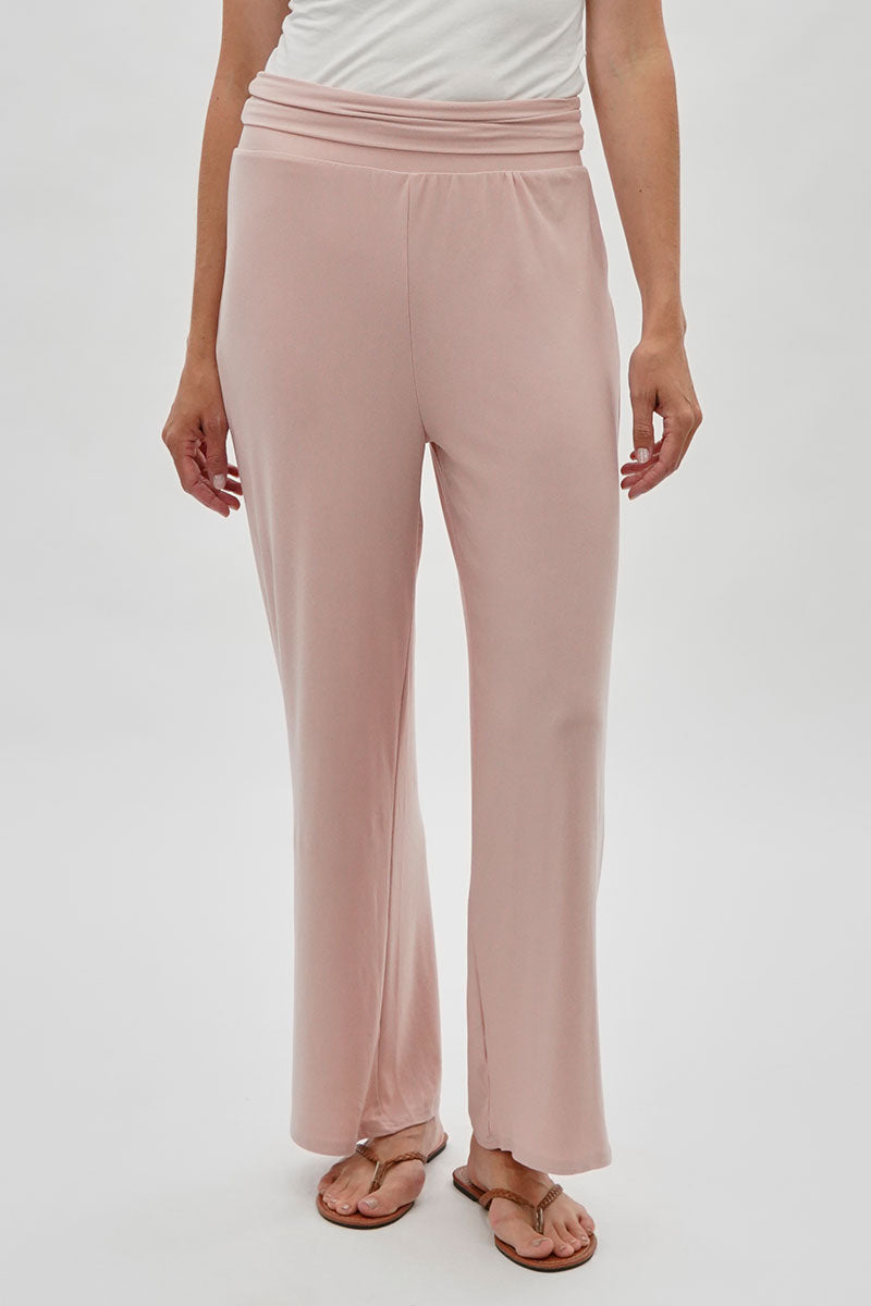 Costa Blanca Wide Leg Fold Over Pants - Blush - Womens Pants - Fairweather