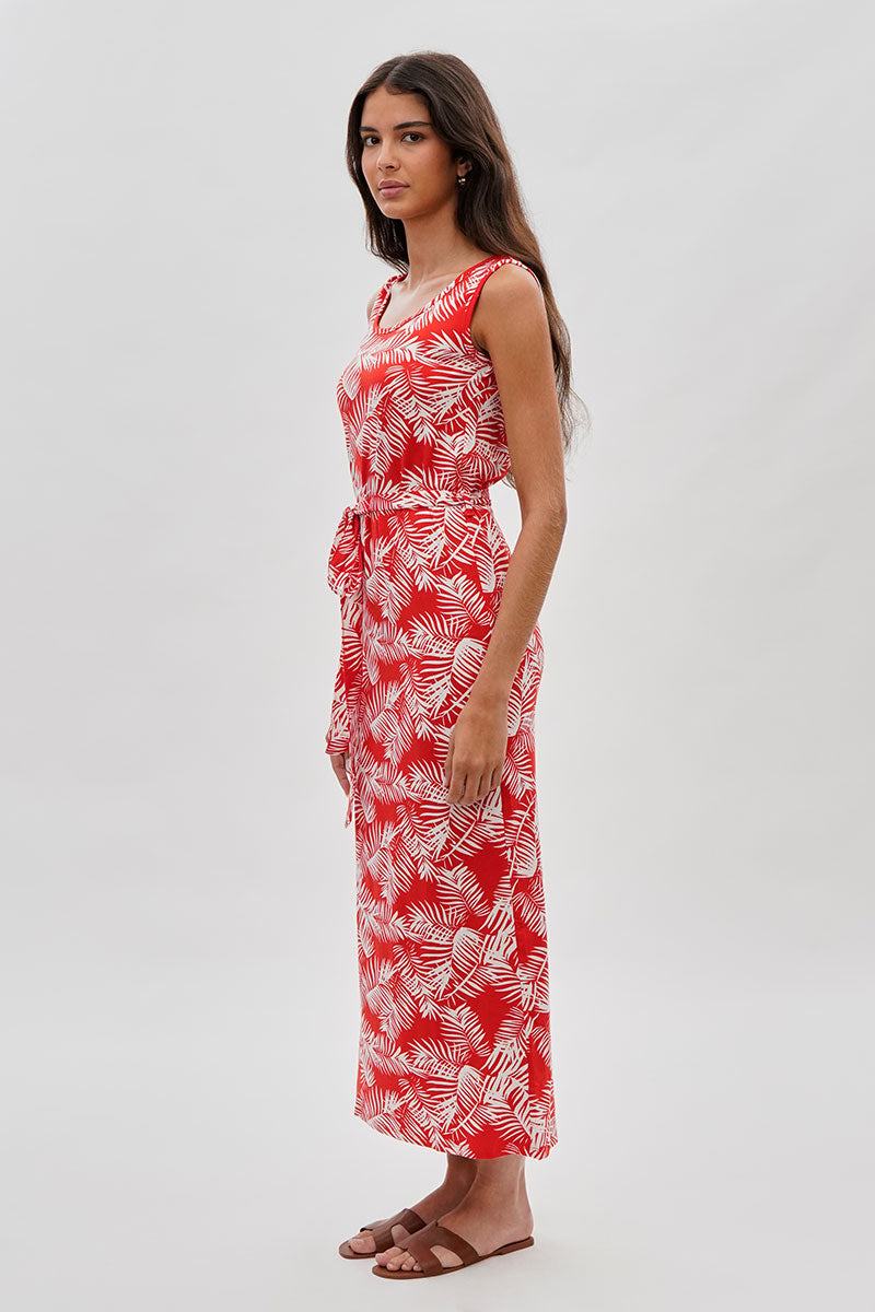 International INC Company Leaf Print Maxi Dress - Orange