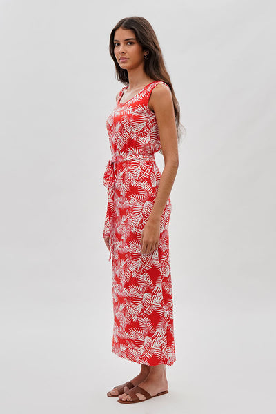 International INC Company Leaf Print Maxi Dress - Orange