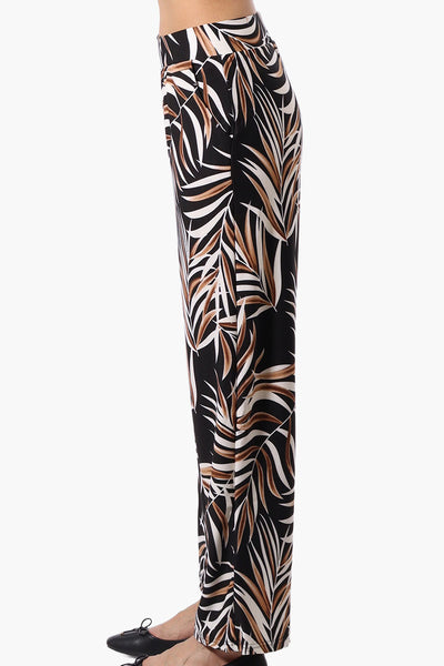 Beechers Brook Leaf Print Wide leg Pants - Black - Womens Pants - Fairweather
