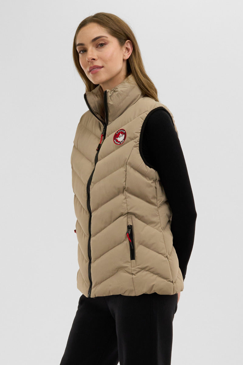 Canada Weather Gear Chevron Bubble Vest - Beige - Womens Vests - Fairweather