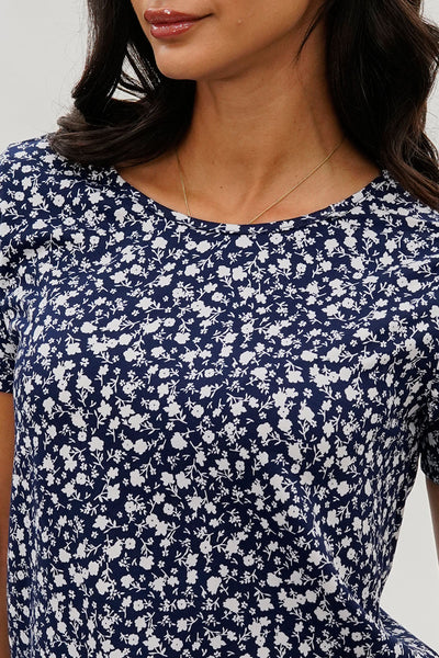International INC Company Floral Tie Sleeve Tee - Navy - Womens Tees & Tank Tops - Fairweather