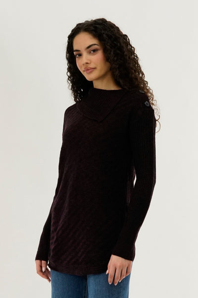 Beechers Brook High Neck Pullover Sweater - Burgundy - Womens Pullover Sweaters - Fairweather