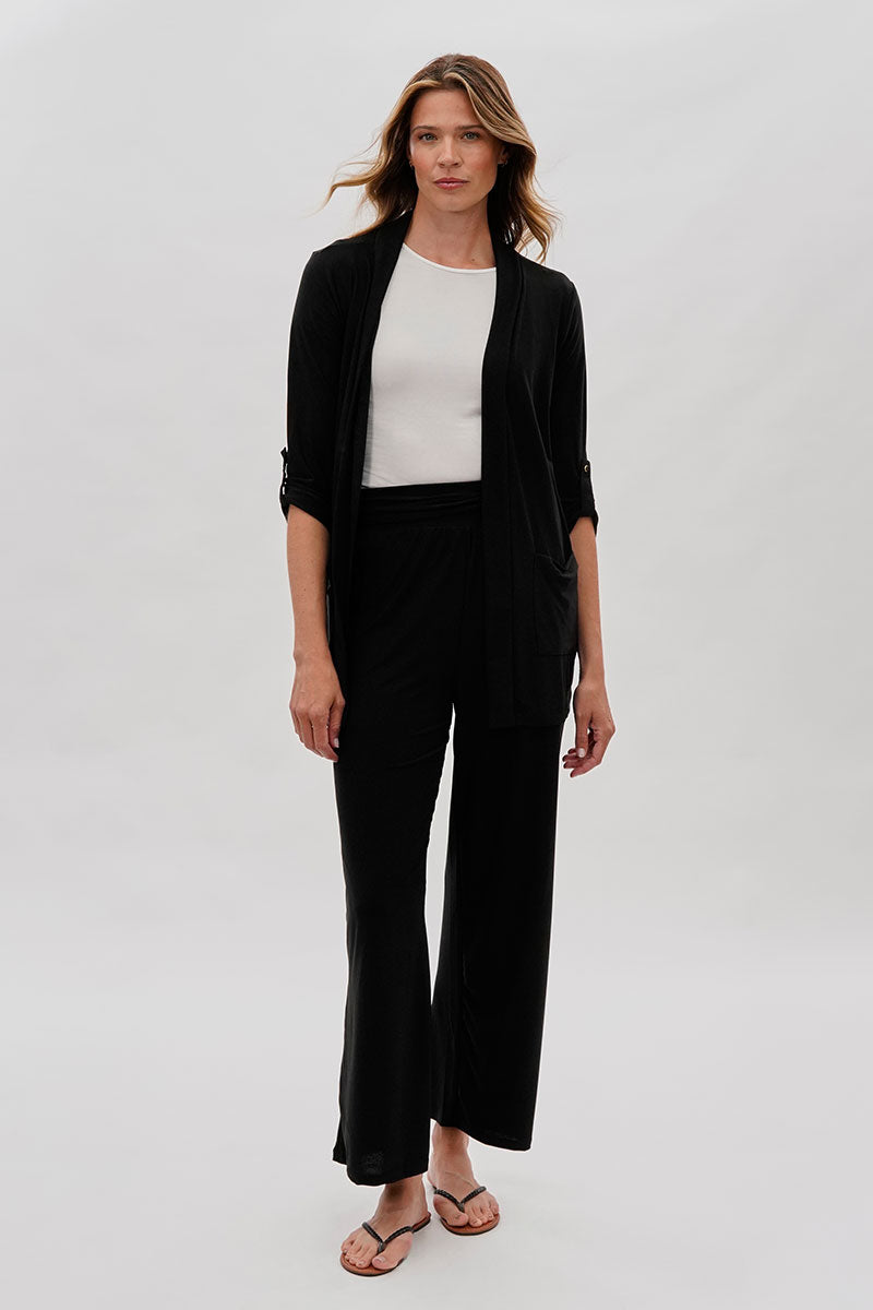 Costa Blanca Open Lightweight Wrap Cardigan - Black - Womens Cardigans - Fairweather
