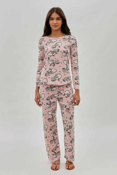 Canada Weather Gear Pug Print Crewneck Pajama Top - Pink - Womens Pajamas - Fairweather