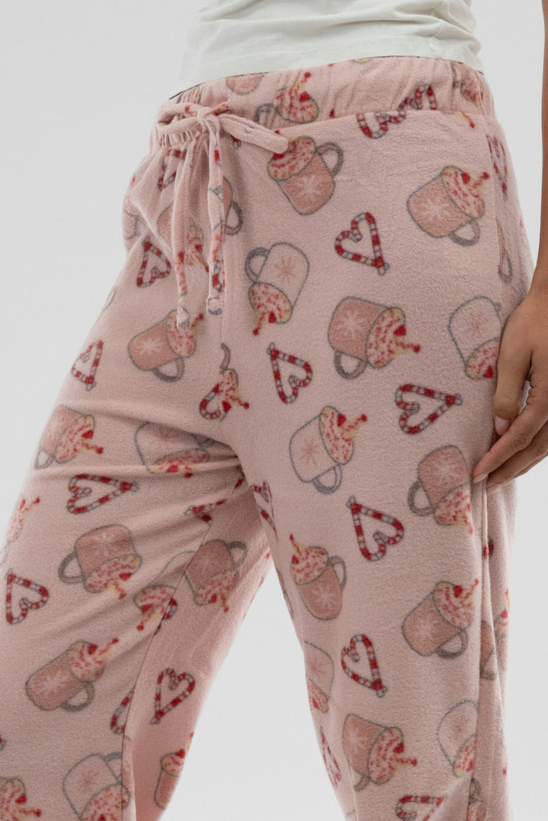 Canada Weather Gear Festive Print Wide Leg Pajama Pants - Pink - Womens Pajamas - Fairweather