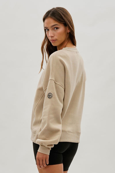 Fahrenheit Drop Shoulder Kangaroo Pocket Sweatshirt - Beige - Womens Hoodies & Sweatshirts - Fairweather