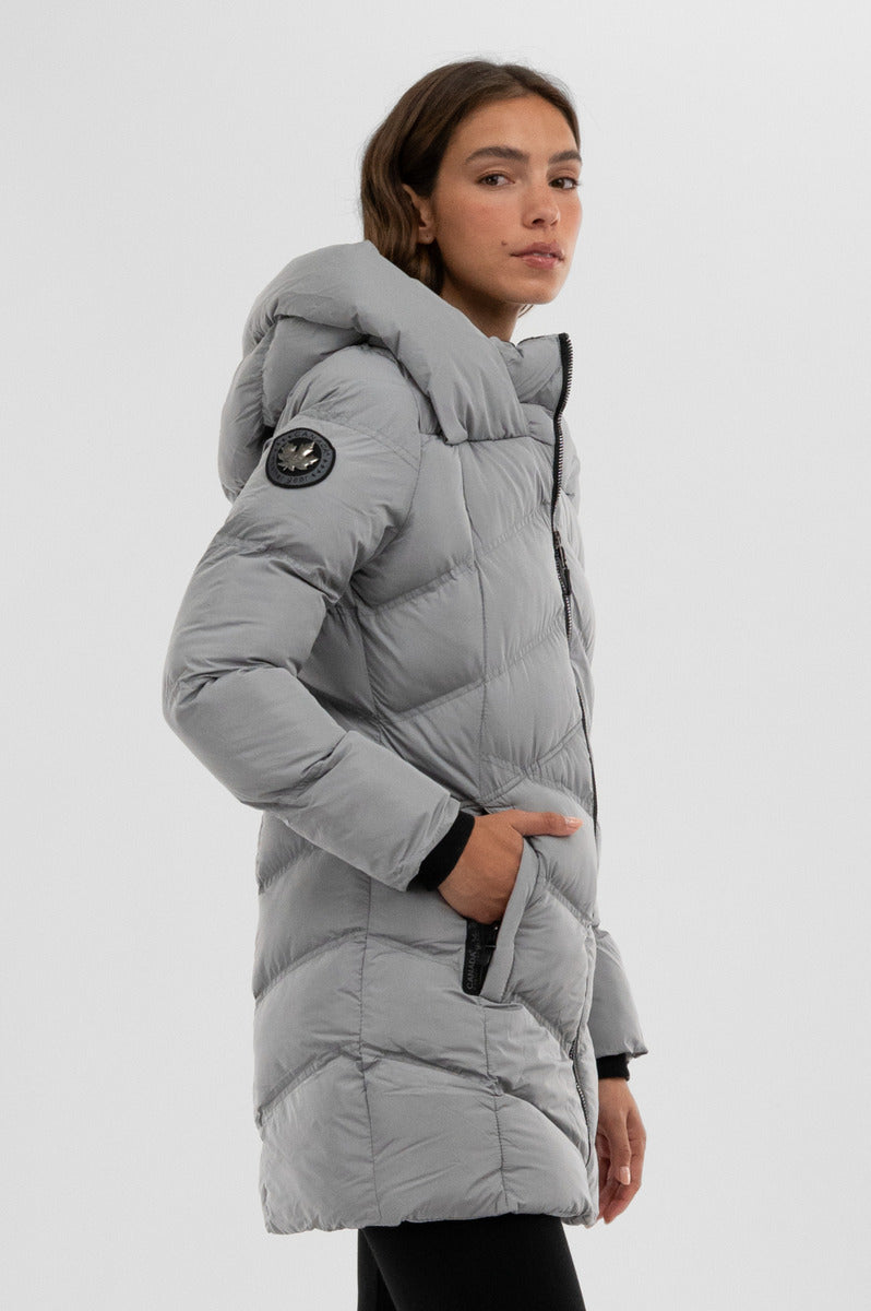 Canada Weather Gear Chevron Quilted Parka Jacket - Grey - Womens Parka Jackets - Fairweather