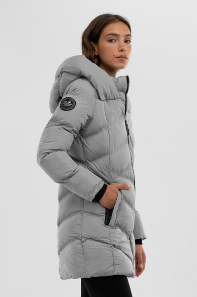 Canada Weather Gear Chevron Quilted Parka Jacket - Grey - Womens Parka Jackets - Fairweather