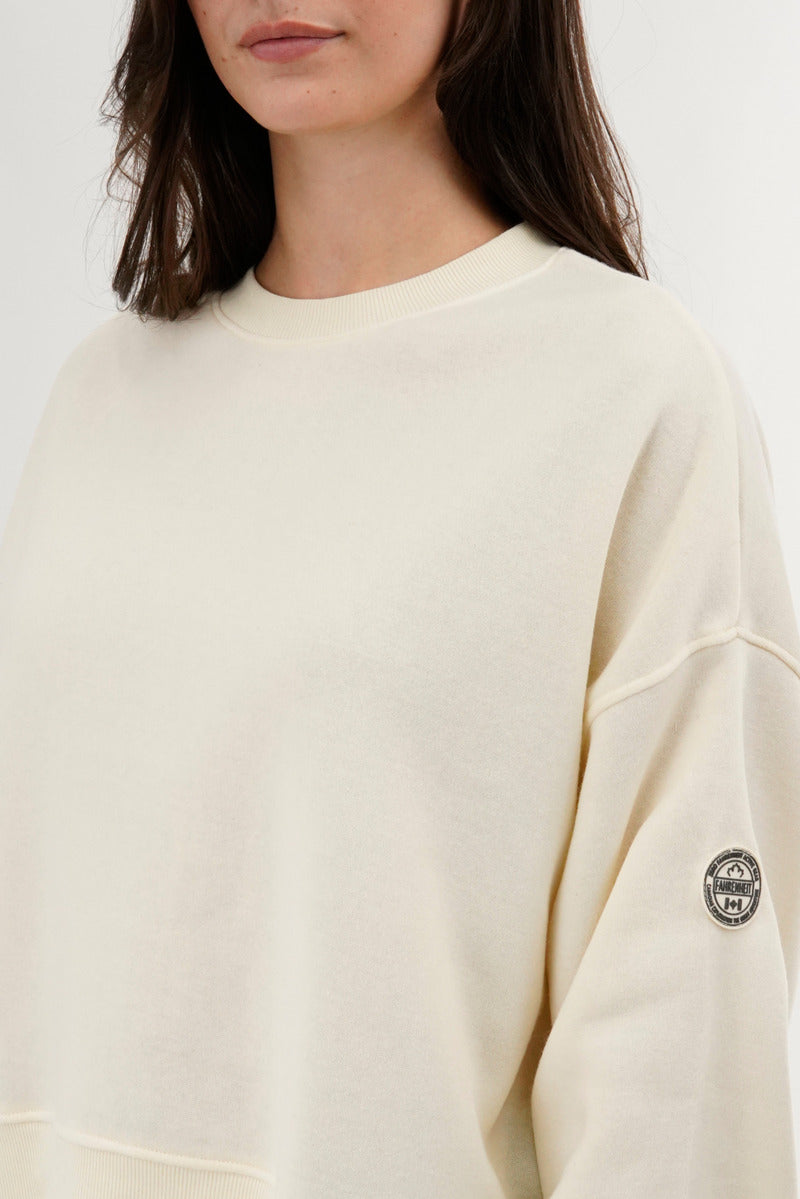 Fahrenheit Drop Shoulder Crewneck Sweatshirt - Cream - Womens Hoodies & Sweatshirts - Fairweather