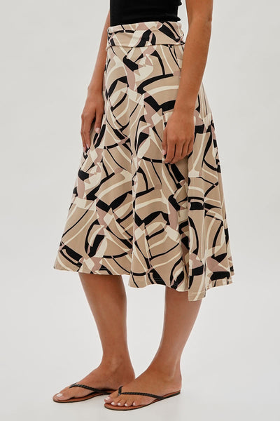 International INC Company Patterned Fold Over Midi Skirt - Beige - Womens Skirts - Fairweather