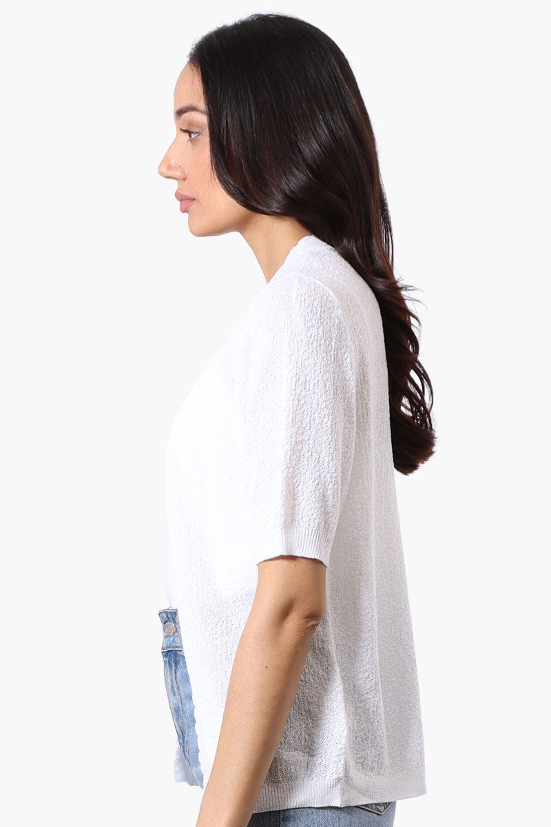 Beechers Brook Textured Open Shrug Cardigan - White - Womens Cardigans - Fairweather
