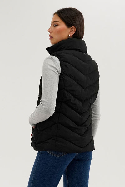 Canada Weather Gear Chevron Bubble Vest - Black - Womens Vests - Fairweather