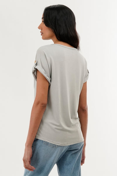 Costa Blanca Basic Cap Sleeve Tee - Grey - Womens Tees & Tank Tops - Fairweather