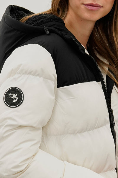 Super Triple Goose Colour Block Bomber Jacket - White - Womens Bomber Jackets - Fairweather