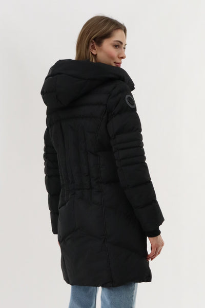 Canada Weather Gear Quilted Hooded Parka Jacket - Black - Womens Parka Jackets - Fairweather