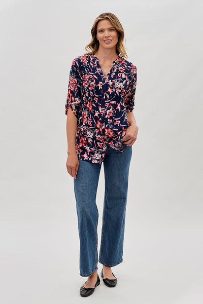 International INC Company Floral Back Tie Blouse - Navy - Womens Shirts & Blouses - Fairweather