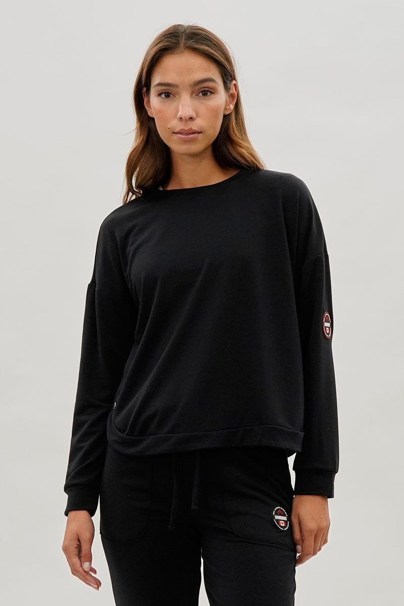 Pull Fahrenheit à épaules tombantes et boutons latéraux - Noir