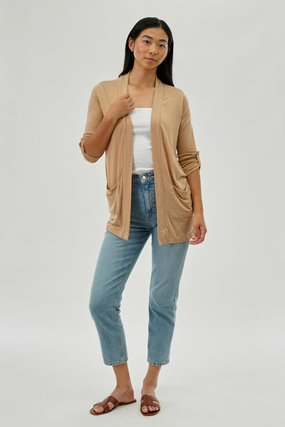 Fahrenheit Lightweight Wrap Cardigan - Camel - Womens Cardigans - Fairweather