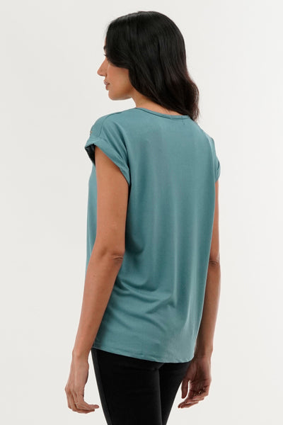 International INC Company Shoulder Lace Up Tee - Teal - Womens Tees & Tank Tops - Fairweather