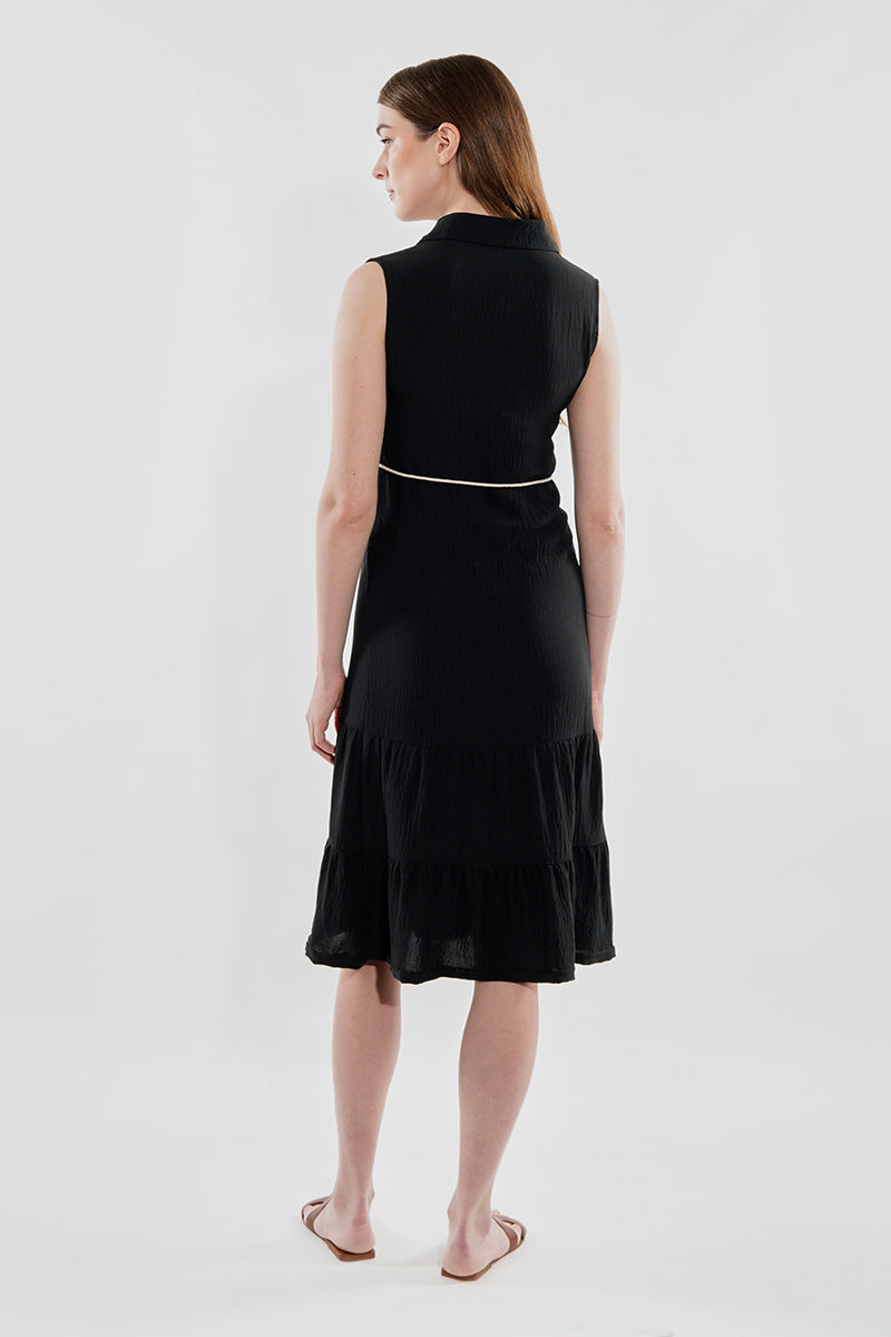 Stylexchange Rope Belted Button Down Day Dress - Black - Womens Day Dresses - Fairweather