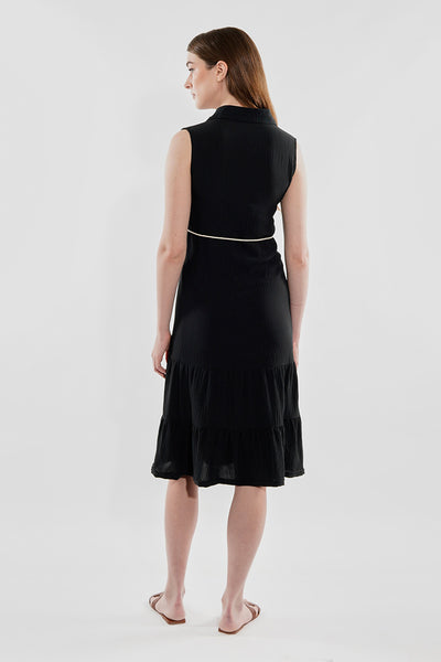 Stylexchange Rope Belted Button Down Day Dress - Black - Womens Day Dresses - Fairweather