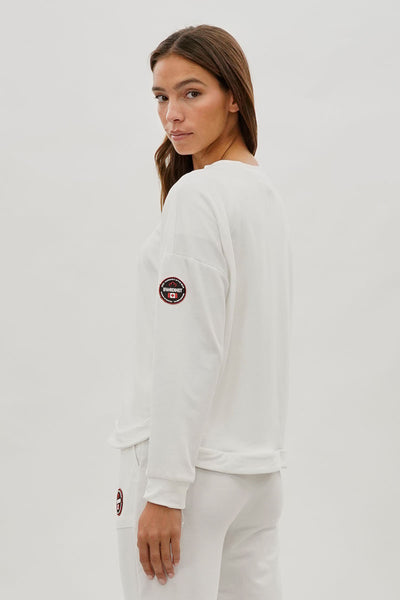 Pull Fahrenheit à épaules tombantes et boutons latéraux - Blanc
