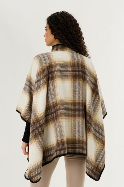 Canada Weather Gear Plaid Tartan Poncho - Beige - Womens Ponchos - Fairweather