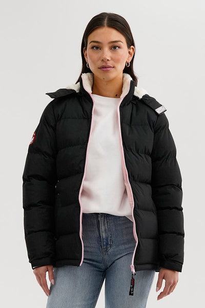 Canada Weather Gear Sherpa Lined Collar Bomber Jacket - Black - Womens Bomber Jackets - Fairweather