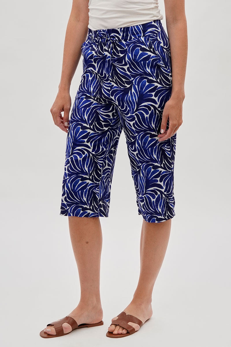 International INC Company Leaf Print Cropped Pants - Navy - Womens Pants - Fairweather