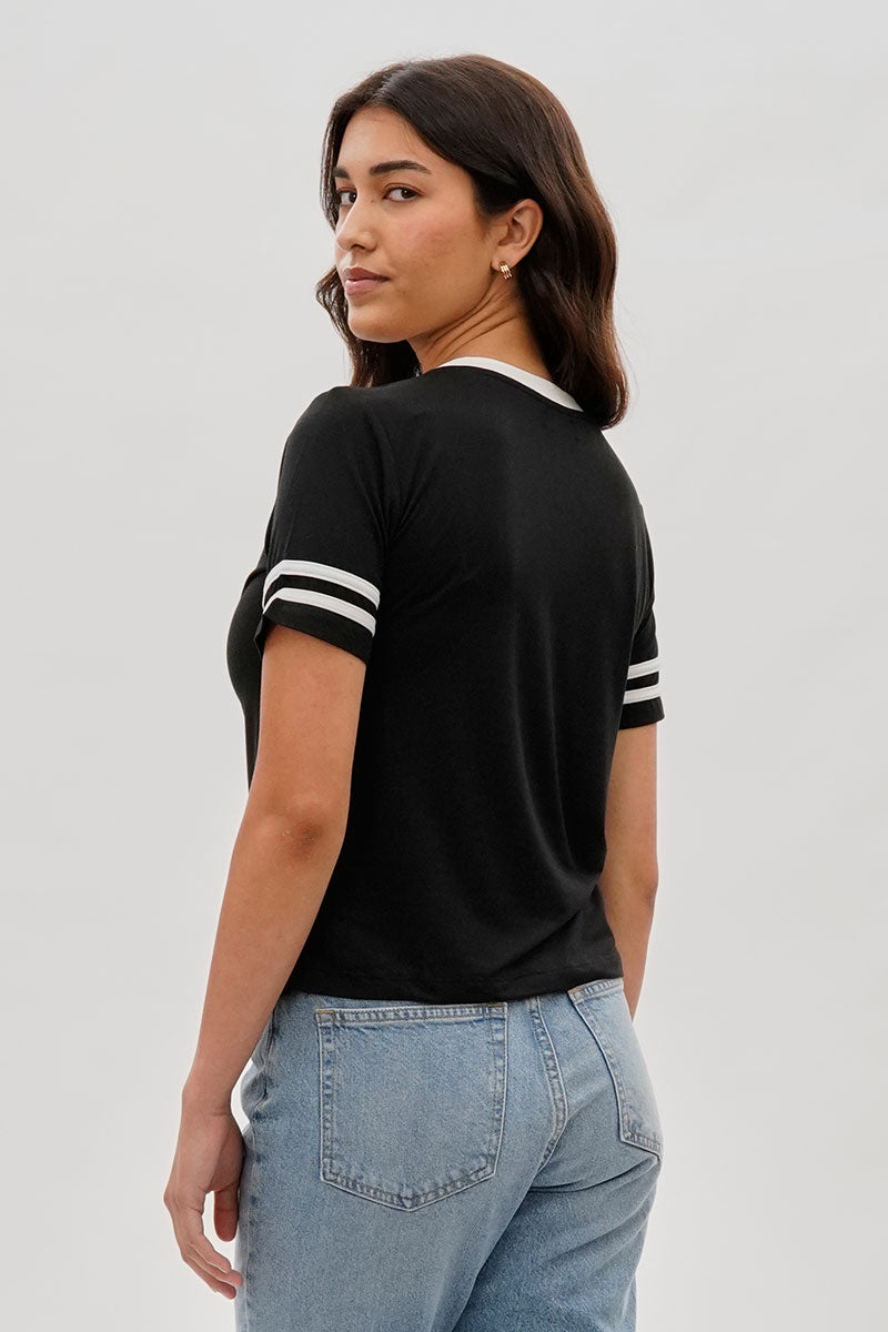 Stylexchange Vintage Striped Ringer Tee - Black - Womens Tees & Tank Tops - Fairweather
