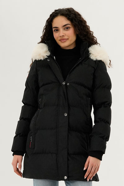 Canada Weather Gear Hip Length Parka Jacket - Black - Womens Parka Jackets - Fairweather