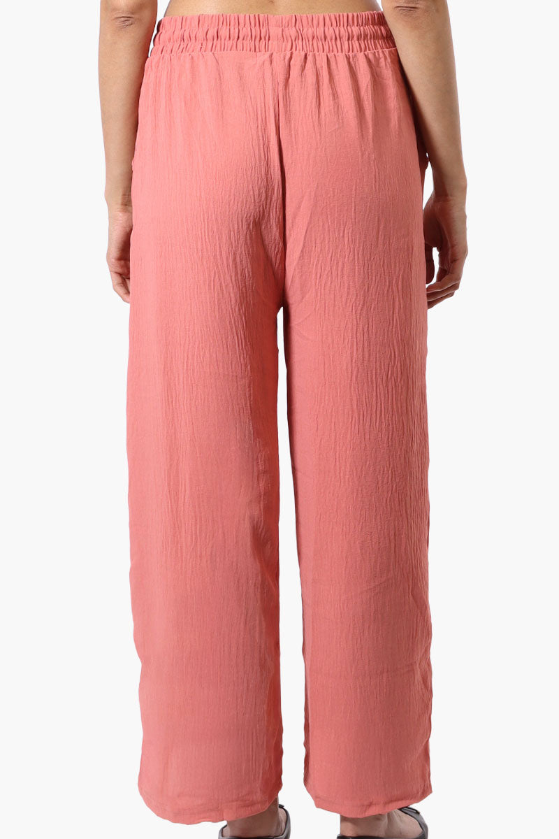 Stylexchange Tie Waist Wide Leg Crinkled Pants - Coral - Womens Pants - Fairweather