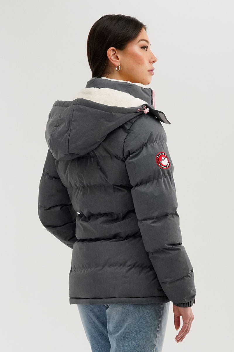 Canada Weather Gear Sherpa Lined Collar Bomber Jacket - Grey - Womens Bomber Jackets - Fairweather