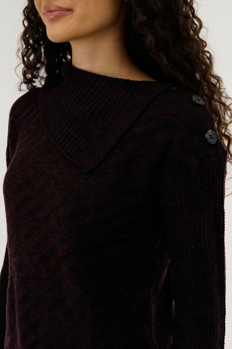 Beechers Brook High Neck Pullover Sweater - Burgundy - Womens Pullover Sweaters - Fairweather