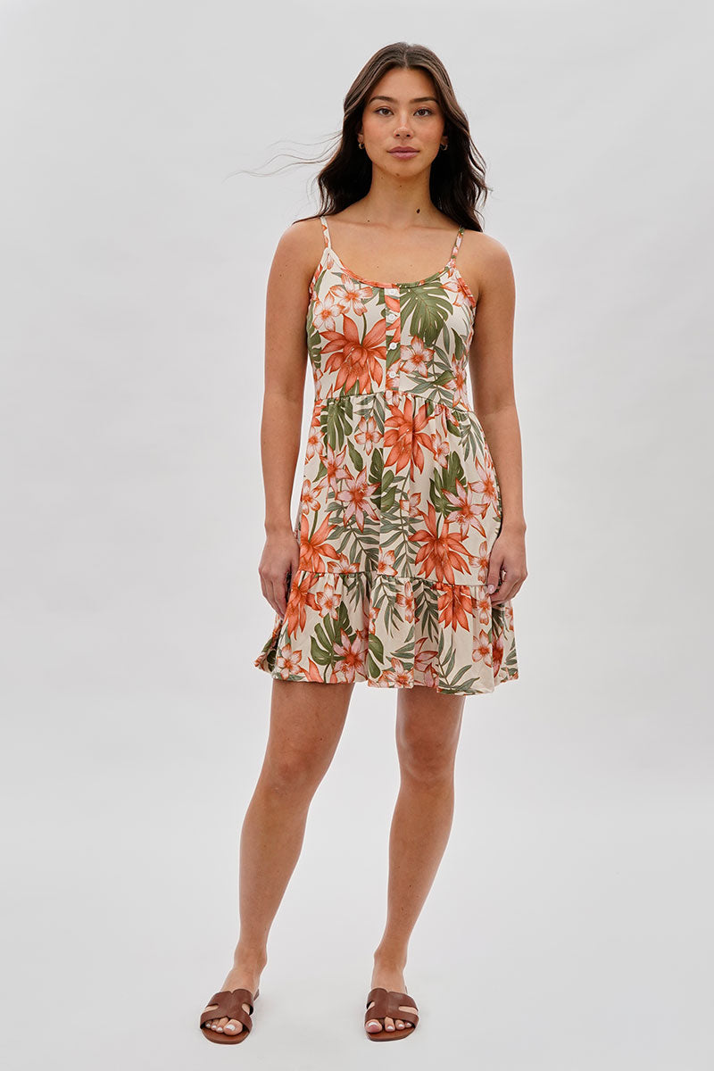Stylexchange Vintage Floral Tiered Day Dress - Beige - Womens Day Dresses - Fairweather