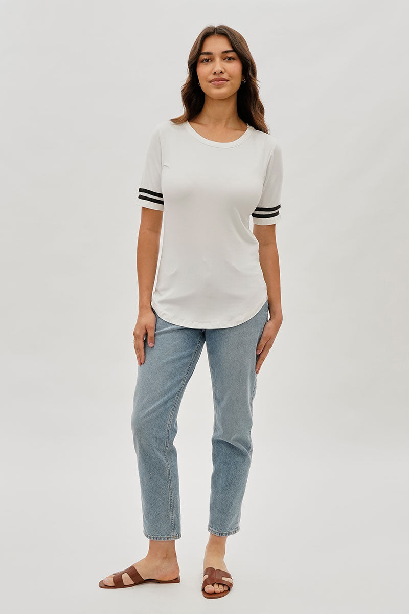 Stylexchange Vintage Striped Varsity Tee - White - Womens Tees & Tank Tops - Fairweather