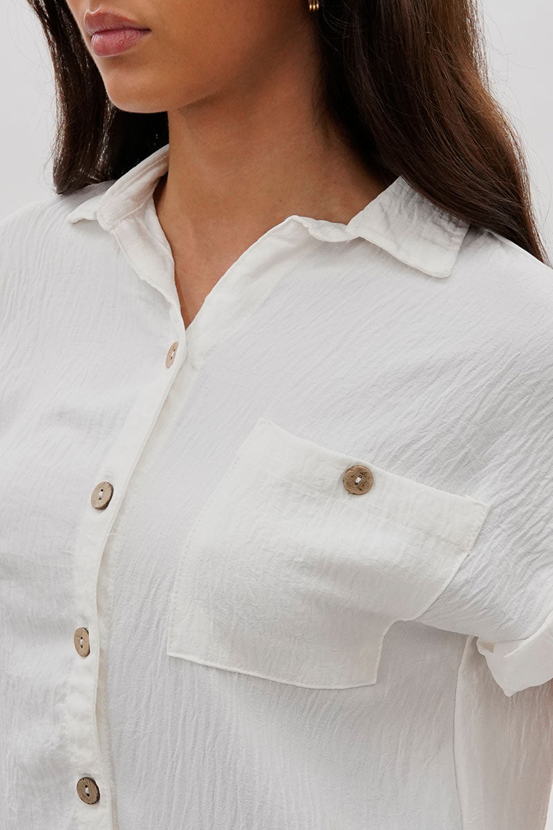 Stylexchange Vintage Short Sleeve Button Down Shirt - White - Womens Shirts & Blouses - Fairweather