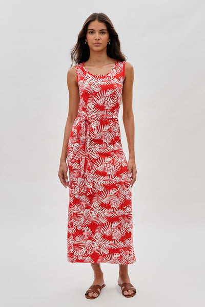 International INC Company Leaf Print Maxi Dress - Orange