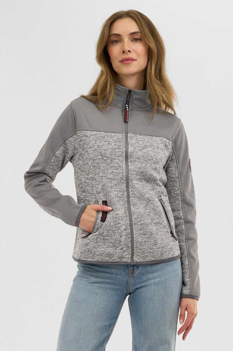 Canada Weather Gear Zip Up Knit Lightweight Jacket - Grey - Womens Lightweight Jackets - Fairweather
