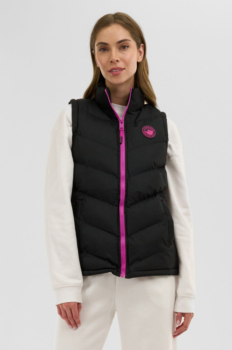 Canada Weather Gear Chevron Puffer Vest - Black - Womens Vests - Fairweather