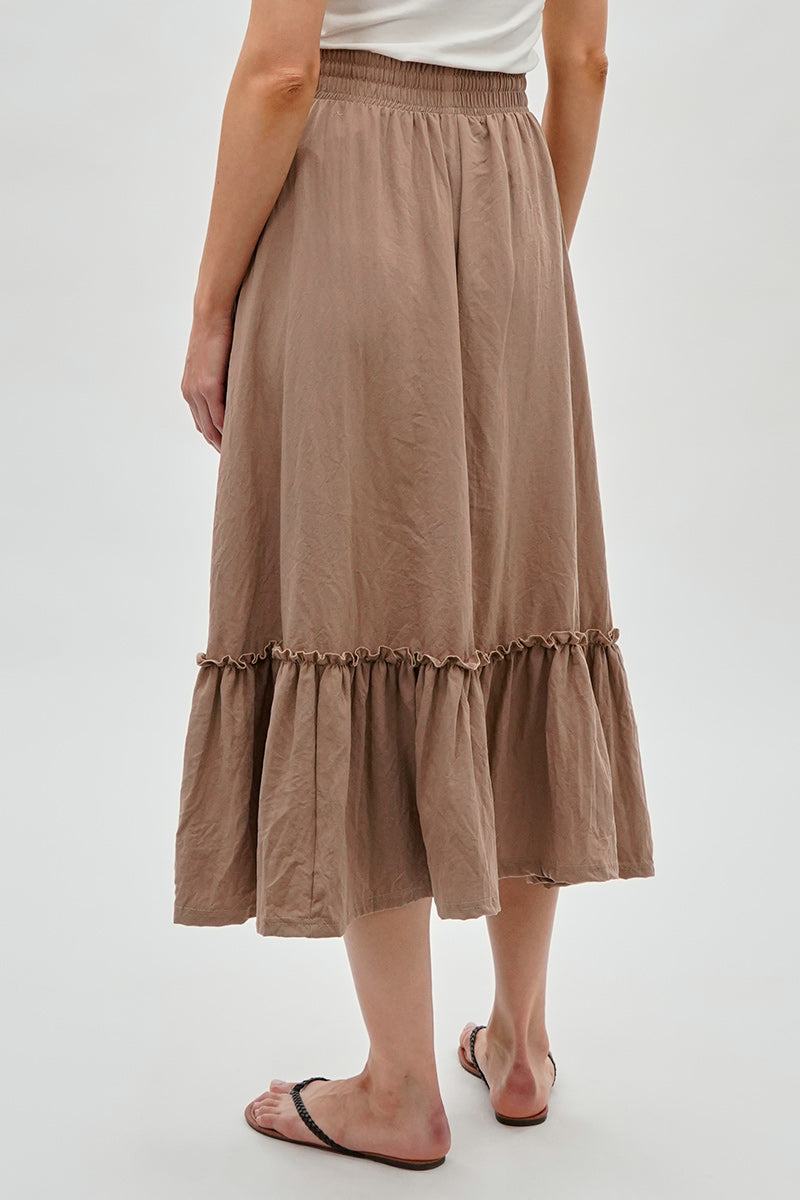 Runaway Bay Tiered Cinched Skirt - Taupe - Womens Skirts - Fairweather