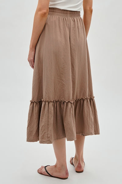 Runaway Bay Tiered Cinched Skirt - Taupe - Womens Skirts - Fairweather