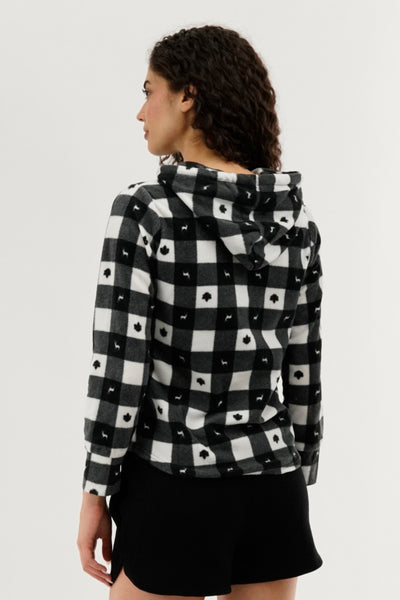 Canada Weather Gear Plaid Hooded Pajama Top - Black - Womens Pajamas - Fairweather